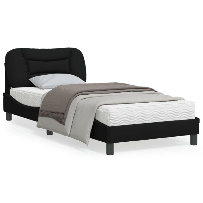 vidaXL Estructura de cama con cabecero de tela negro 90x190 cm