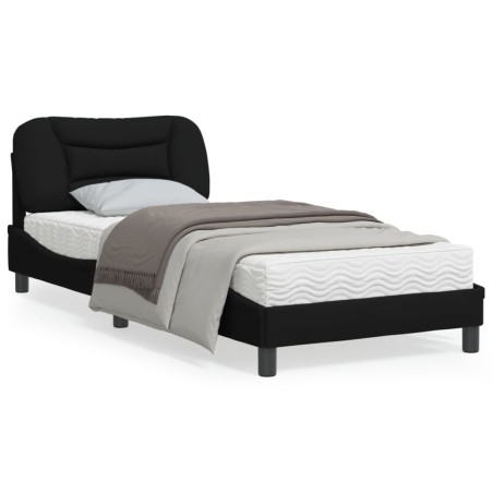 vidaXL Estructura de cama con cabecero de tela negro 90x190 cm