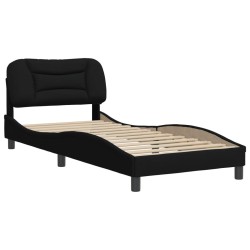 vidaXL Estructura de cama con cabecero de tela negro 90x190 cm