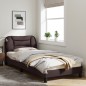 vidaXL Estructura de cama con cabecero de tela marrón oscuro 90x200 cm vidaXL Estructura de cama con cabecero de tela marrón oscuro 90x200 cm
