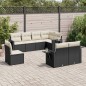 vidaXL Set de sofás de jardín 8 piezas y cojines ratán sintético negro vidaXL Set de sofás de jardín 8 piezas y cojines ratán sintético negro