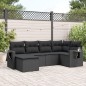 vidaXL Set de sofás de jardín 6 piezas y cojines ratán sintético negro