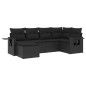 vidaXL Set de sofás de jardín 6 piezas y cojines ratán sintético negro