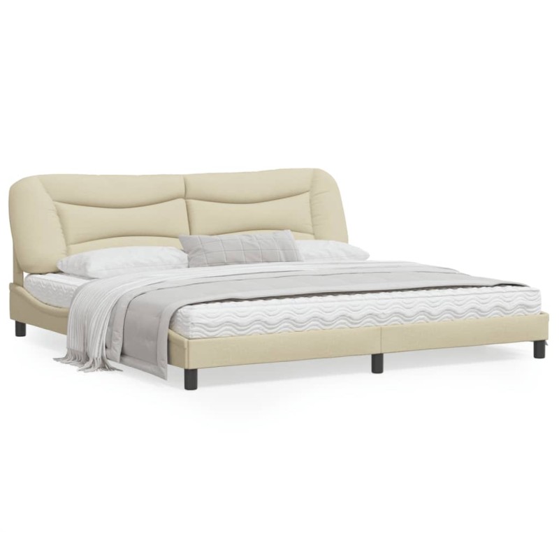 vidaXL Estructura de cama con cabecero de tela color crema 200x200 cm vidaXL Estructura de cama con cabecero de tela color crema 200x200 cm