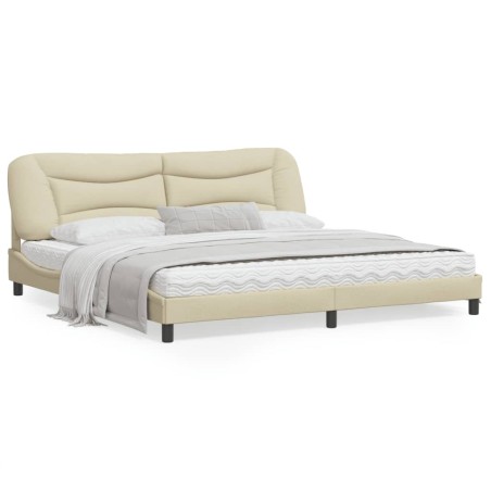 vidaXL Estructura de cama con cabecero de tela color crema 200x200 cm