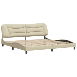 vidaXL Estructura de cama con cabecero de tela color crema 200x200 cm