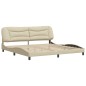 vidaXL Estructura de cama con cabecero de tela color crema 200x200 cm vidaXL Estructura de cama con cabecero de tela color crema 200x200 cm