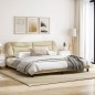 vidaXL Estructura de cama con cabecero de tela color crema 200x200 cm vidaXL Estructura de cama con cabecero de tela color crema 200x200 cm
