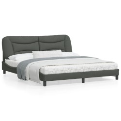 vidaXL Estructura de cama con cabecero tela gris oscuro 180x200 cm
