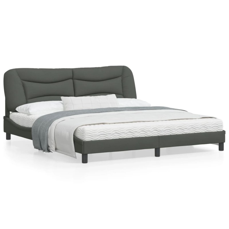 vidaXL Estructura de cama con cabecero tela gris oscuro 180x200 cm