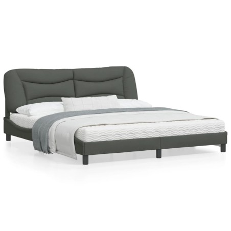 vidaXL Estructura de cama con cabecero tela gris oscuro 180x200 cm