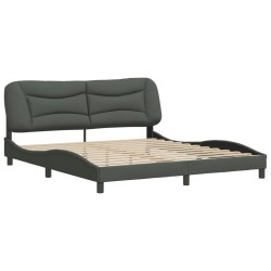 vidaXL Estructura de cama con cabecero tela gris oscuro 180x200 cm