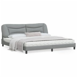 vidaXL Estructura de cama con cabecero de tela gris claro 200x200 cm