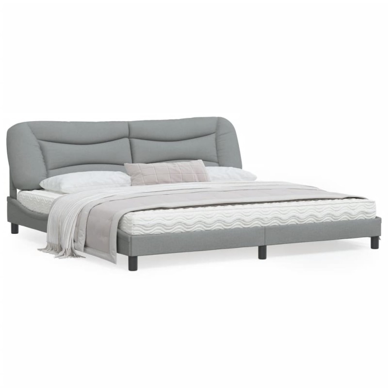 vidaXL Estructura de cama con cabecero de tela gris claro 200x200 cm vidaXL Estructura de cama con cabecero de tela gris claro 200x200 cm