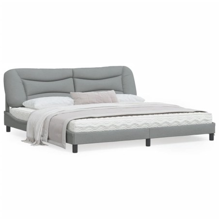 vidaXL Estructura de cama con cabecero de tela gris claro 200x200 cm
