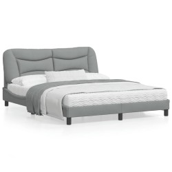vidaXL Estructura de cama con cabecero tela gris claro 160x200 cm