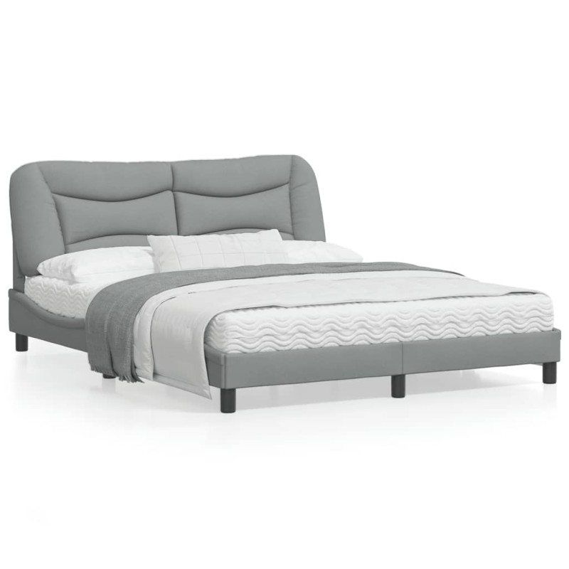vidaXL Estructura de cama con cabecero tela gris claro 160x200 cm vidaXL Estructura de cama con cabecero tela gris claro 160x200 cm