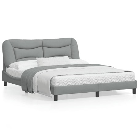 vidaXL Estructura de cama con cabecero tela gris claro 160x200 cm