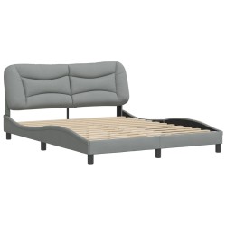 vidaXL Estructura de cama con cabecero tela gris claro 160x200 cm