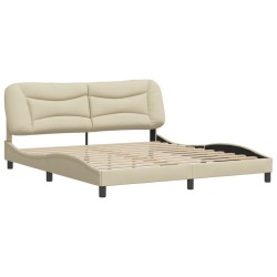 vidaXL Estructura de cama con cabecero de tela color crema 180x200 cm