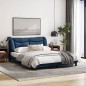 vidaXL Estructura de cama con cabecero de tela azul 160x200 cm vidaXL Estructura de cama con cabecero de tela azul 160x200 cm