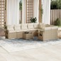 vidaXL Juego de sofás jardín con cojines beige 10 pzas ratán sintético vidaXL Juego de sofás jardín con cojines beige 10 pzas ratán sintético
