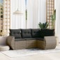 vidaXL Set de sofás de jardín 4 pzas y cojines ratán sintético gris vidaXL Set de sofás de jardín 4 pzas y cojines ratán sintético gris