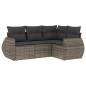 vidaXL Set de sofás de jardín 4 pzas y cojines ratán sintético gris vidaXL Set de sofás de jardín 4 pzas y cojines ratán sintético gris