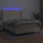 vidaXL Cama box spring colchón y LED cuero sintético crema 140x190 cm vidaXL Cama box spring colchón y LED cuero sintético crema 140x190 cm