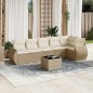vidaXL Set sofás de jardín 7 piezas y cojines ratán sintético beige vidaXL Set sofás de jardín 7 piezas y cojines ratán sintético beige