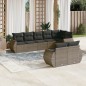 vidaXL Set de sofás de jardín 8 pzas y cojines ratán sintético gris vidaXL Set de sofás de jardín 8 pzas y cojines ratán sintético gris