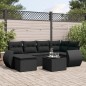 vidaXL Set de comedor de jardín 7 pzas y cojines ratán sintético negro vidaXL Set de comedor de jardín 7 pzas y cojines ratán sintético negro