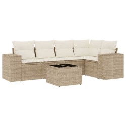 vidaXL Juego de sofás jardín con cojines 6 pzas ratán sintético beige