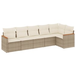 vidaXL Juego de sofás jardín con cojines 6 pzas ratán sintético beige