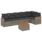 vidaXL Set de sofás de jardín 7 piezas con cojines ratán PE gris vidaXL Set de sofás de jardín 7 piezas con cojines ratán PE gris