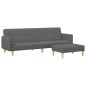 vidaXL Sofá cama de 2 plazas con taburete tela gris oscuro