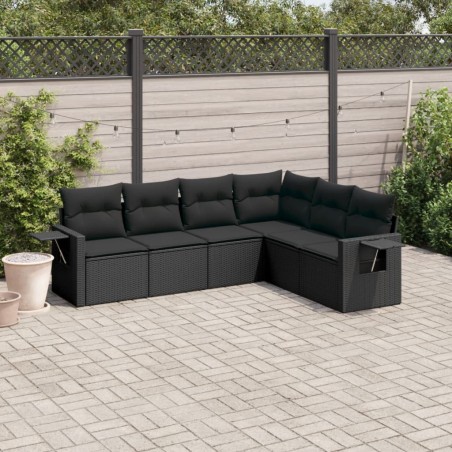 vidaXL Set de sofás de jardín 6 piezas y cojines ratán sintético negro