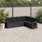 vidaXL Set de sofás de jardín 6 piezas y cojines ratán sintético negro