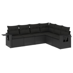 vidaXL Set de sofás de jardín 6 piezas y cojines ratán sintético negro
