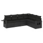 vidaXL Set de sofás de jardín 6 piezas y cojines ratán sintético negro
