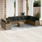 vidaXL Set de sofás de jardín 11 pzas y cojines ratán sintético gris vidaXL Set de sofás de jardín 11 pzas y cojines ratán sintético gris