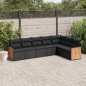 vidaXL Set de comedor de jardín 7 pzas y cojines ratán sintético negro