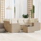 vidaXL Set sofás de jardín 7 piezas y cojines ratán sintético beige vidaXL Set sofás de jardín 7 piezas y cojines ratán sintético beige