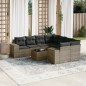 vidaXL Set de muebles de jardín 9 pzas y cojines ratán sintético gris