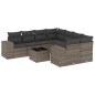 vidaXL Set de muebles de jardín 9 pzas y cojines ratán sintético gris