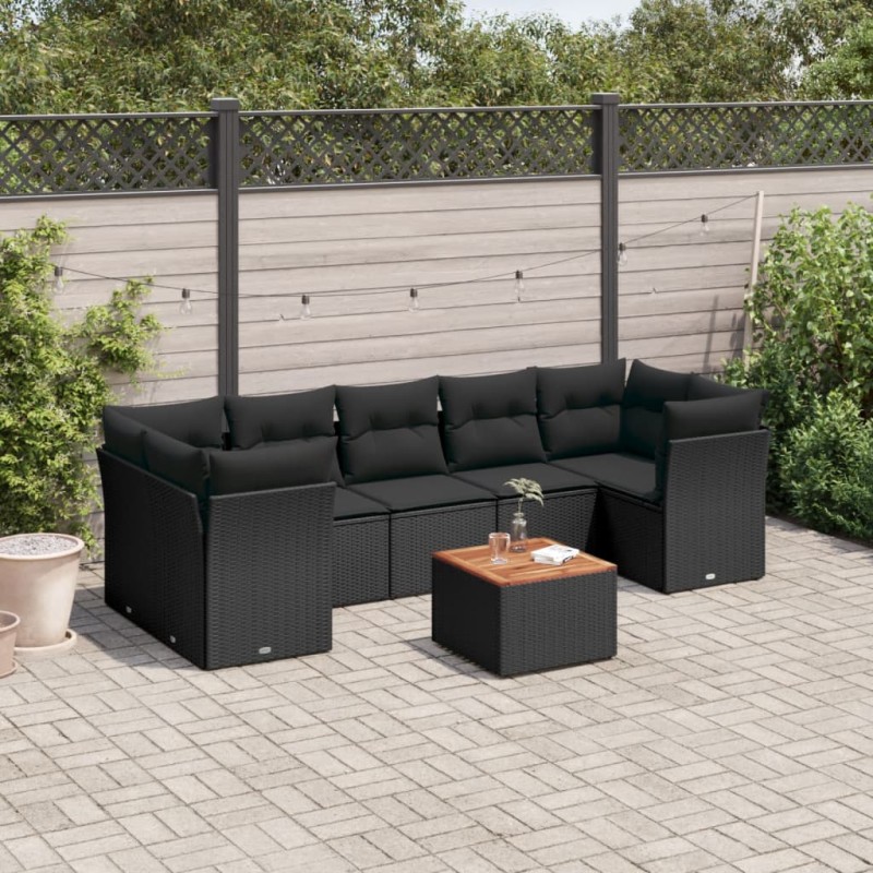vidaXL Set de sofás de jardín 6 piezas y cojines ratán sintético negro vidaXL Set de sofás de jardín 6 piezas y cojines ratán sintético negro