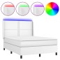 vidaXL Cama box spring colchón y LED cuero sintético blanco 140x200 cm vidaXL Cama box spring colchón y LED cuero sintético blanco 140x200 cm
