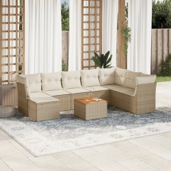 vidaXL Set de sofás de jardín 9 pzas con cojines ratán sintético beige