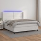 vidaXL Cama box spring colchón y LED cuero sintético blanco 160x200 cm vidaXL Cama box spring colchón y LED cuero sintético blanco 160x200 cm