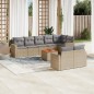 vidaXL Juego de sofás jardín con cojines beige mezcla 9 pzas ratán PE vidaXL Juego de sofás jardín con cojines beige mezcla 9 pzas ratán PE